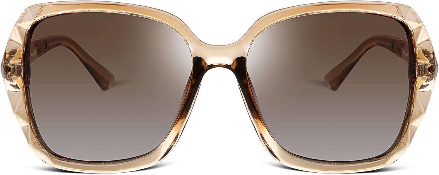 FEISEDY Polarized Women Square Sunglasses Sparkling Composite Shiny Frame B2289
