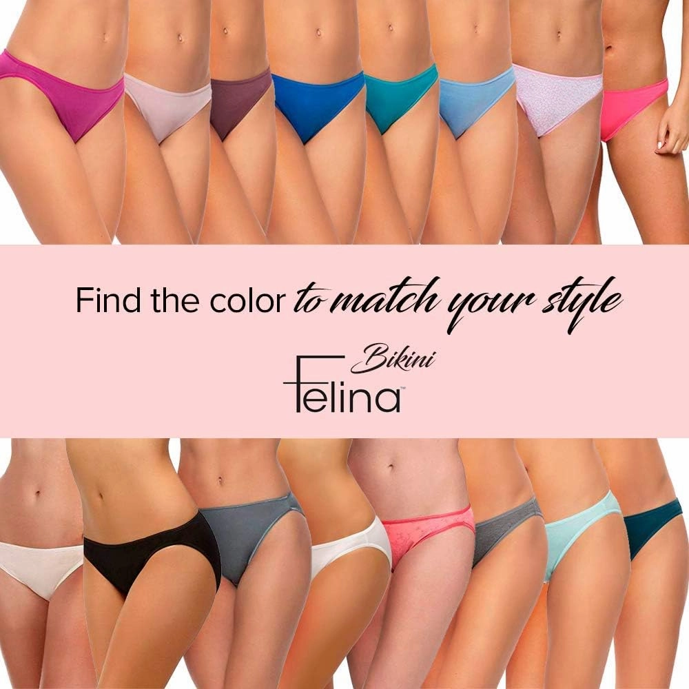 Felina Smooth Low Rise Bikini Panties - Seamless Underwear for Women, Panties for Women (10-Pack)