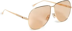 FENDI Women's Classic Aviators, Yellow Gold Brown Ar, One Size