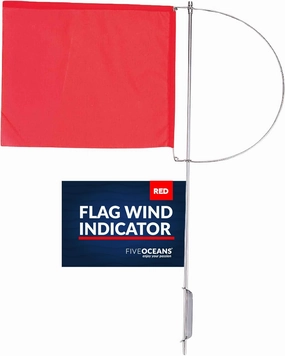 Five Oceans Wind Indicator Flag, 5-1/2-inch x 4-1/8-inch, Red Fabric & Stainless Steel, for Small Boats Dinghies, Optimist - FO2318