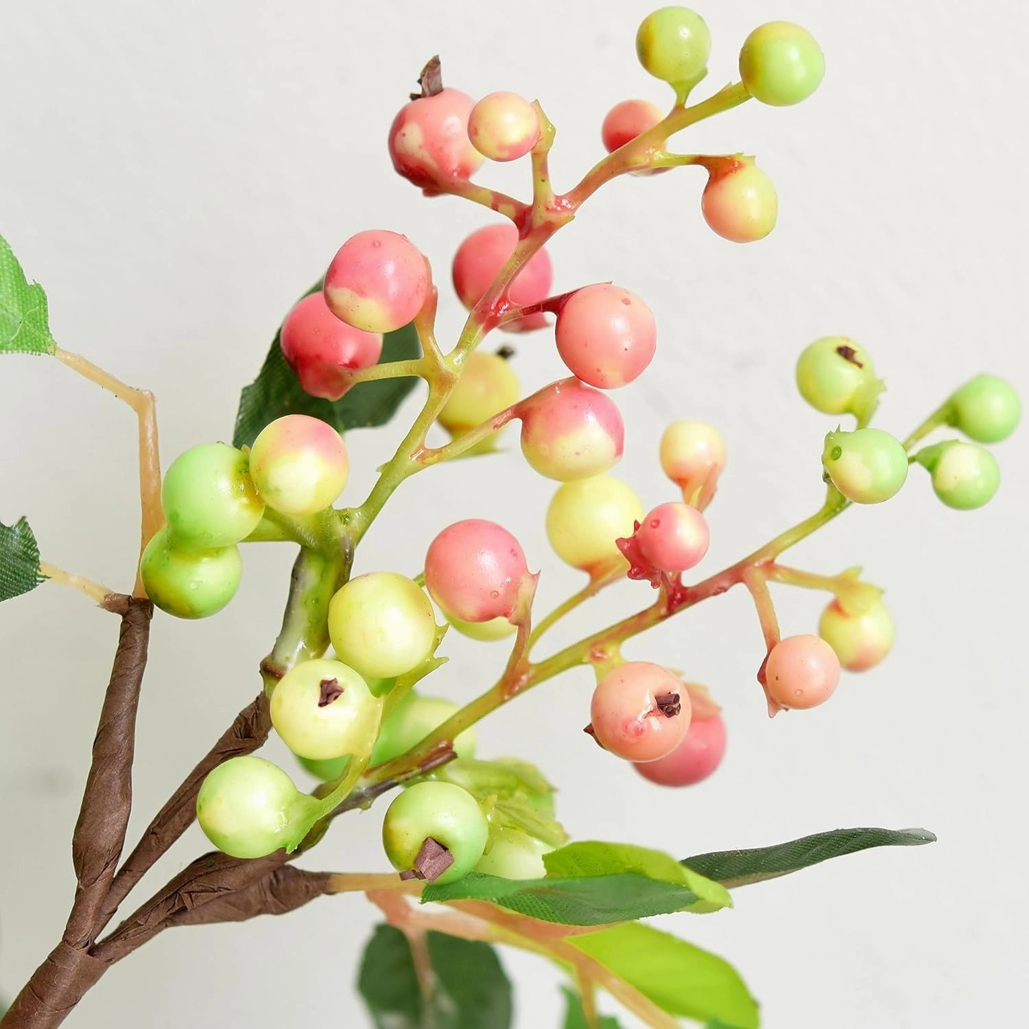 FiveSeasonStuff Artificial Fruit Holly Berries Decoration with Soft Bendable Stems for Vases, Bouquets and Floral Arrangements 10 Stem Twigs (Subtle Pink)