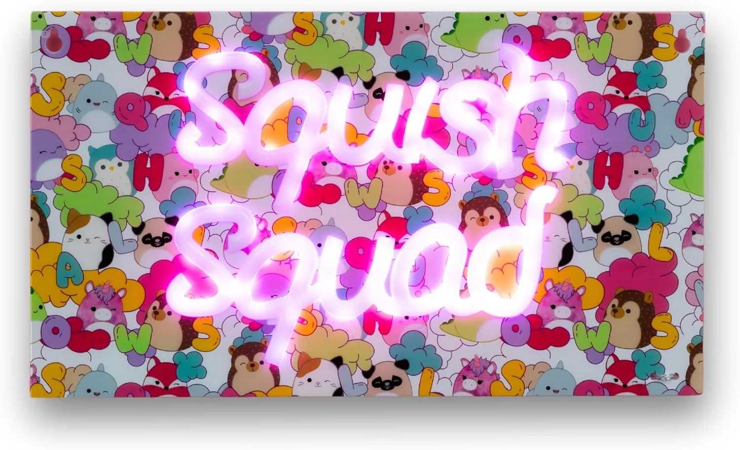 Fizz Creations Squishmallows Squish Squad Neon Wall Light | Officially Licensed | USB Powered | Vibrant Pink | Wall Mount Options. LED Lights Neon Effect Light.