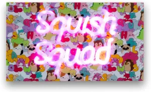 Fizz Creations Squishmallows Squish Squad Neon Wall Light | Officially Licensed | USB Powered | Vibrant Pink | Wall Mount Options. LED Lights Neon Effect Light.