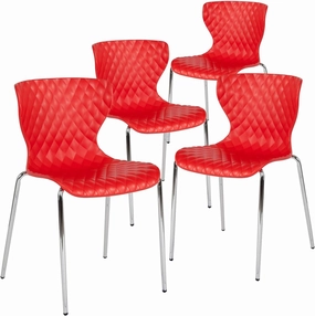 Flash Furniture 4 Pack Lowell Contemporary Design Red Plastic Stack Chair