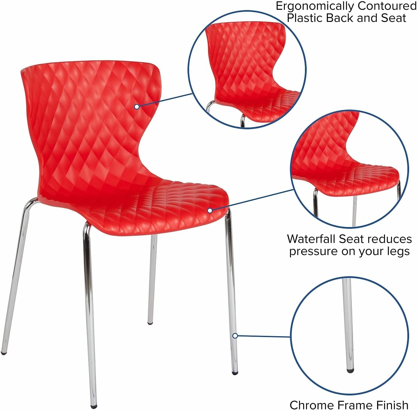 Flash Furniture 4 Pack Lowell Contemporary Design Red Plastic Stack Chair