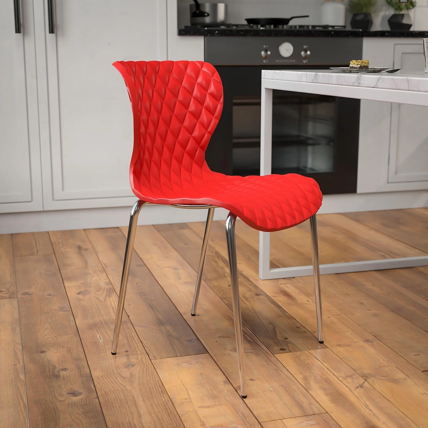 Flash Furniture 4 Pack Lowell Contemporary Design Red Plastic Stack Chair