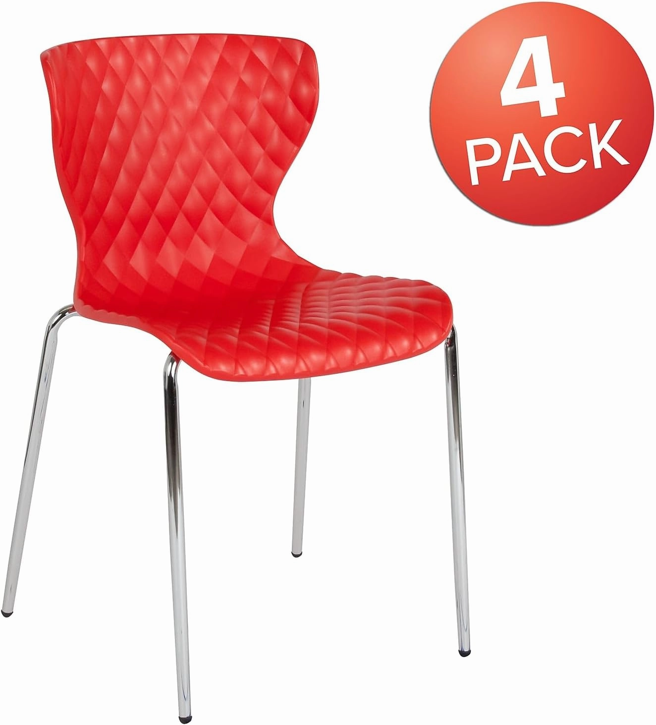 Flash Furniture 4 Pack Lowell Contemporary Design Red Plastic Stack Chair
