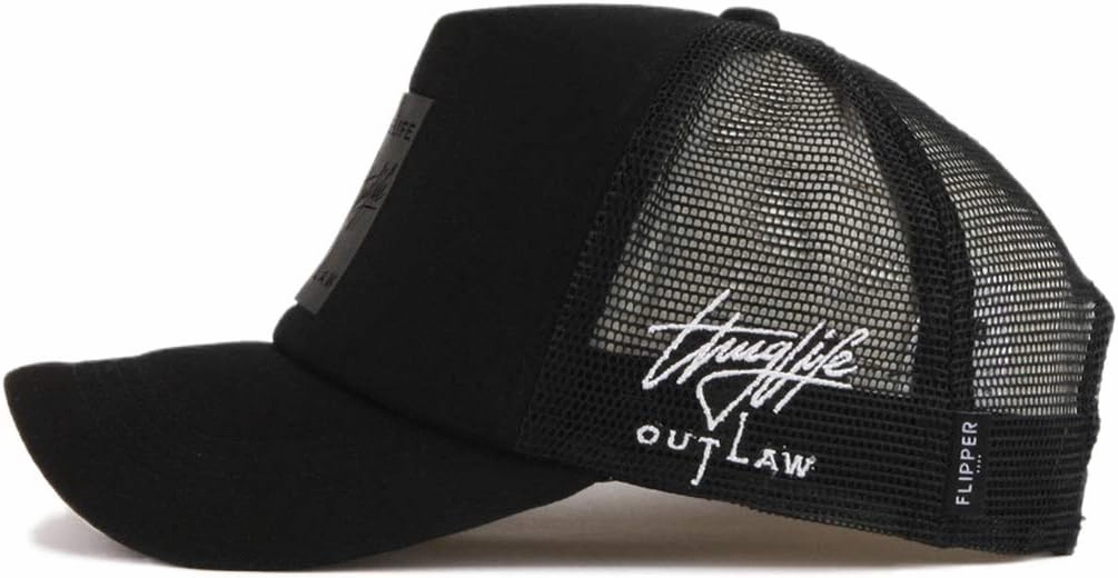 FLIPPER Thuglife Trucker Hat Snapback Mesh Baseball Cap with 3D Rubber Logo Patch, Adjustable for Men & Women