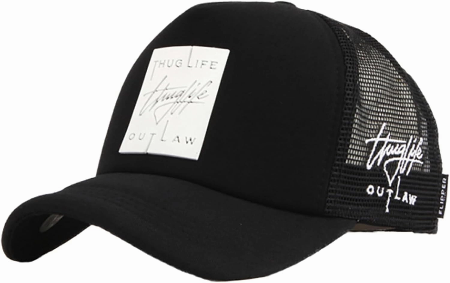 FLIPPER Thuglife Trucker Hat Snapback Mesh Baseball Cap with 3D Rubber Logo Patch, Adjustable for Men & Women