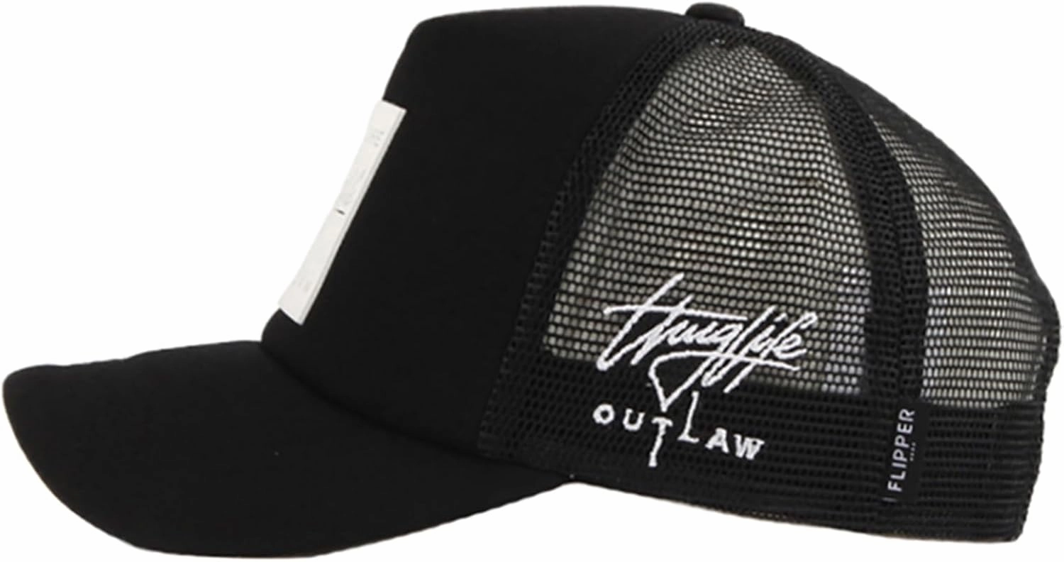 FLIPPER Thuglife Trucker Hat Snapback Mesh Baseball Cap with 3D Rubber Logo Patch, Adjustable for Men & Women