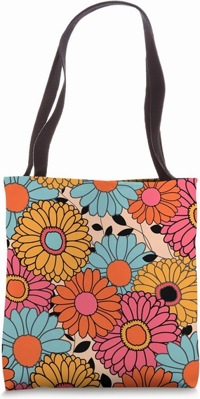 Floral Retro Daisy Flowers Hippie Groovy 60s Vibes Tote Bag