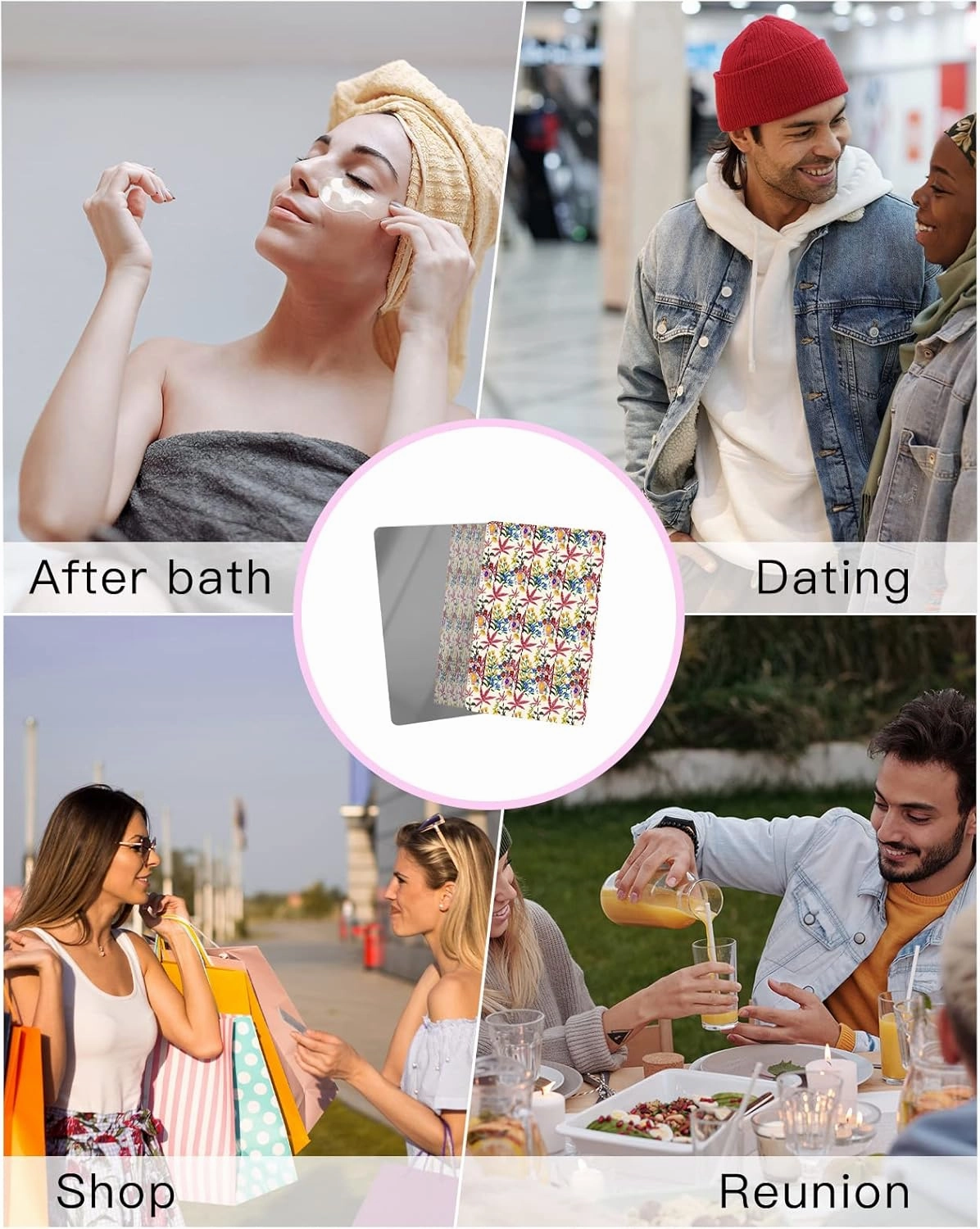 Flower Small Compact Mirror for Purse, Spring Floral Yellow Tulip Botanical Leaf Travel Makeup Mirror for Women Men, Rectangular Handheld Compact Pocket Mirror 1 PCS