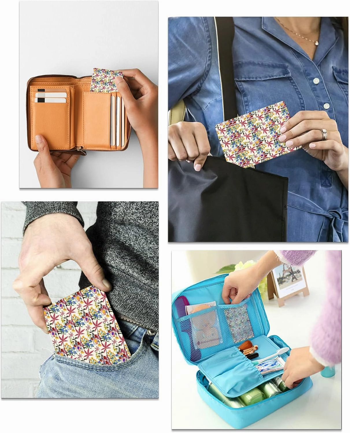 Flower Small Compact Mirror for Purse, Spring Floral Yellow Tulip Botanical Leaf Travel Makeup Mirror for Women Men, Rectangular Handheld Compact Pocket Mirror 1 PCS