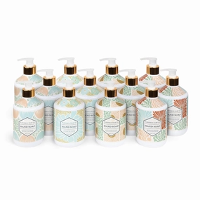 FlowerBox Liquid Hand Soap Set–Beautiful Pack of 12 Scented Pump Soaps–Bathroom & Kitchen Luxury Decorative 500ml Italian Mosaic Bottles–Refillable Dispensers–Works for Bath and Body Wash Gift