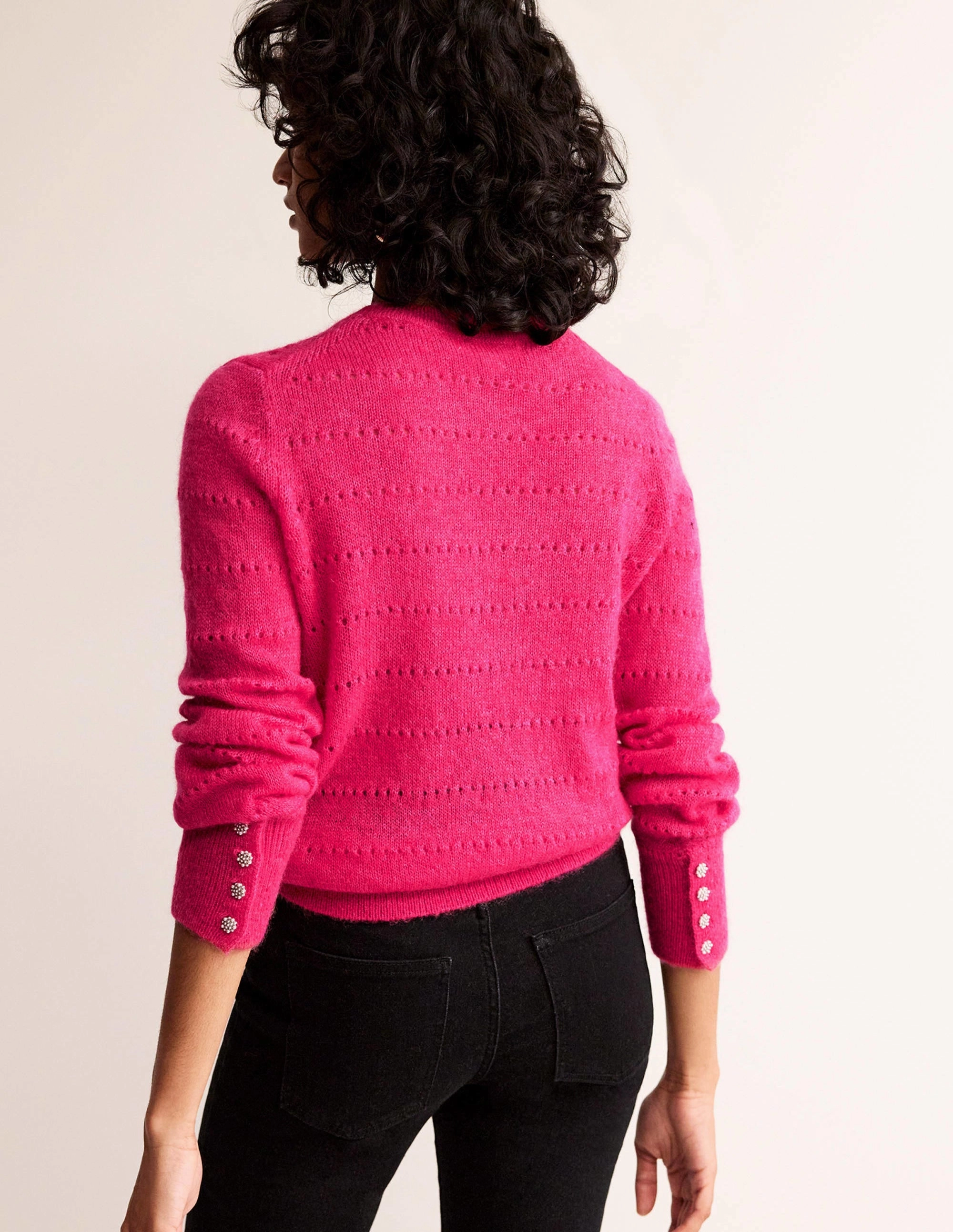 Fluffy Textured Jumper-Vibrant Pink