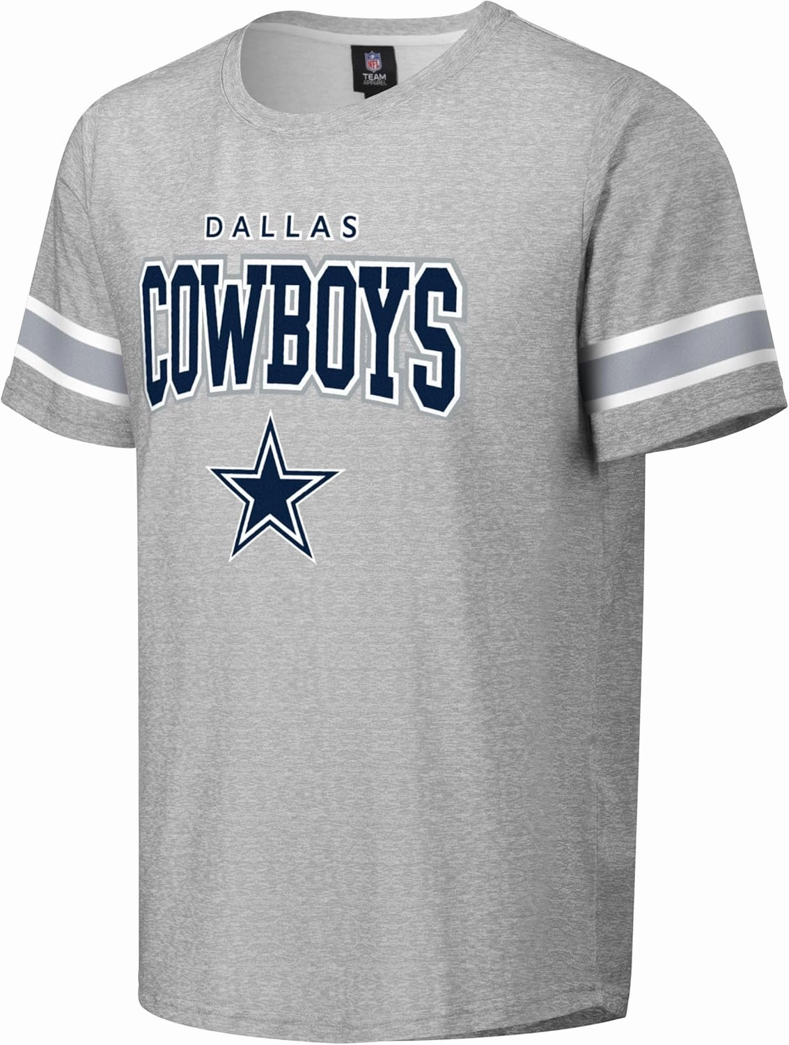 FOCO NFL Men's Officially Licensed Gray Team Color Primary Logo Arched Wordmark Performance Crewneck Short Sleeve T-Shirt