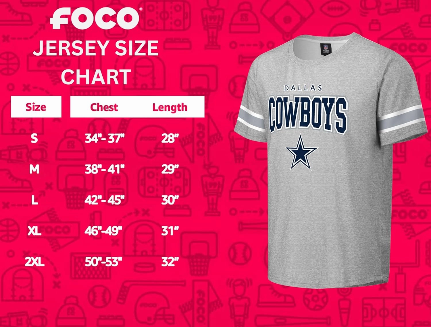 FOCO NFL Men's Officially Licensed Gray Team Color Primary Logo Arched Wordmark Performance Crewneck Short Sleeve T-Shirt