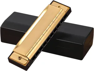 For Key C Blue 10 Holes 20 Tones Blue Harp Mouth Organ For Adults Beginners Students, Gold