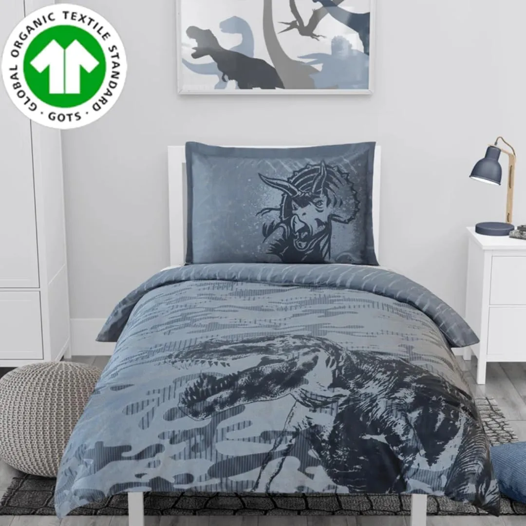 Franco Jurassic World Kids Bedding Super Soft Premium Organic Cotton Duvet Cover with Sham, 2 Piece Twin Size, (Officially Licensed Product)
