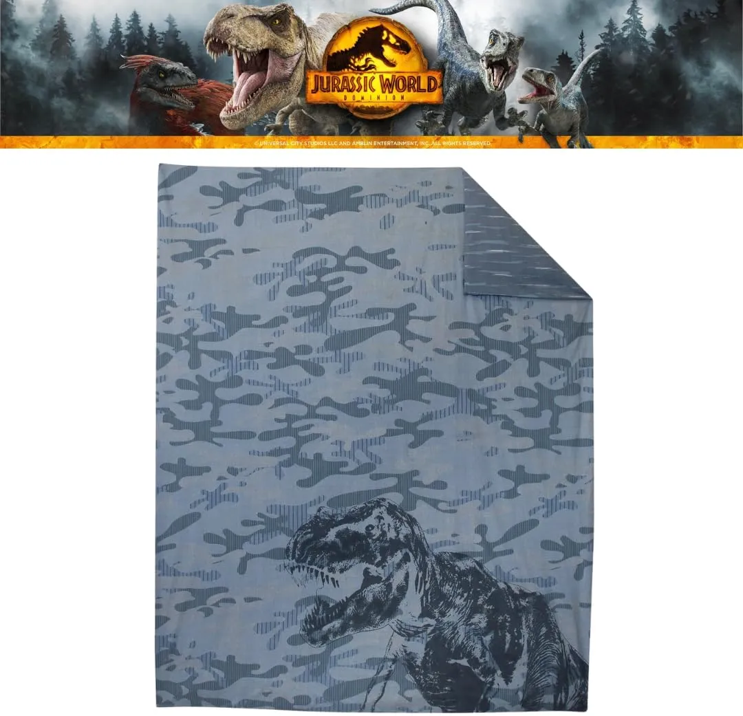 Franco Jurassic World Kids Bedding Super Soft Premium Organic Cotton Duvet Cover with Sham, 2 Piece Twin Size, (Officially Licensed Product)