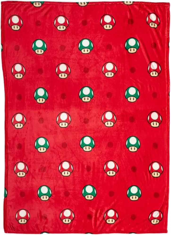 Franco Nintendo Super Mario Gaming Toad Kids Bedding Super Soft Plush Throw Blanket, 46 in x 60 in, (Officially Licensed Product)