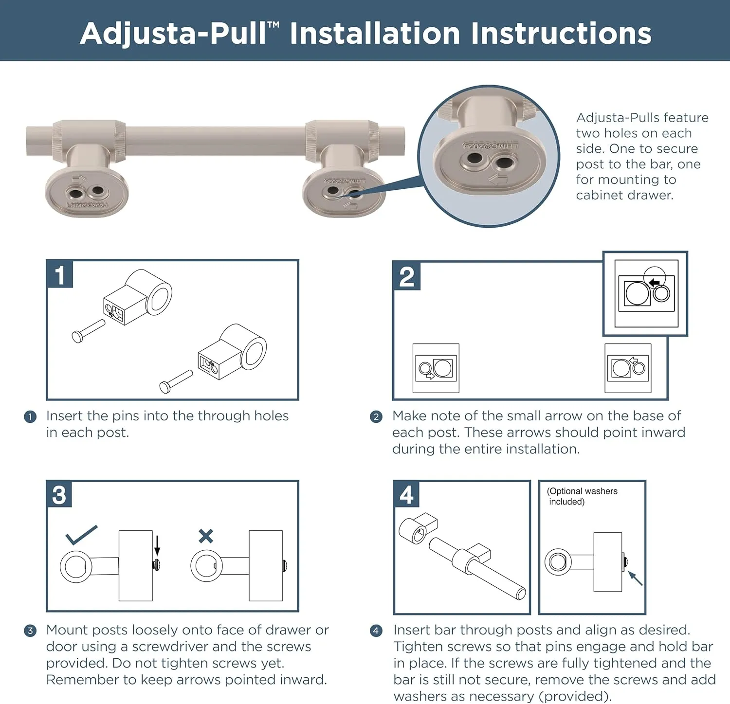 Franklin Brass Adjusta-Pull Fluted Edge (5-Pack) Adjustable Drawer Pulls/Cabinet Handles 1-3/8" to 6-5/16" Hole Center Matte Satin Nickel Kitchen Hardware, Doors, Dressers, Furniture P49105-SNM-B