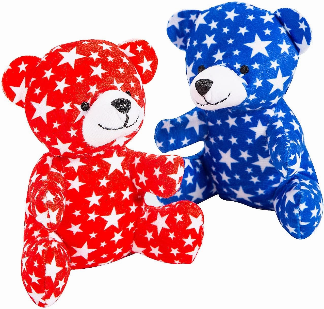 Fun Express Mini Patriotic Star Print Stuffed Bears, 12 Pieces