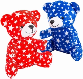 Fun Express Mini Patriotic Star Print Stuffed Bears, 12 Pieces