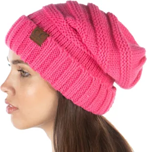 Funky Junque Women's Slouchy Beanie - Soft Ribbed Knit Winter Hat - Cozy Warm Cap