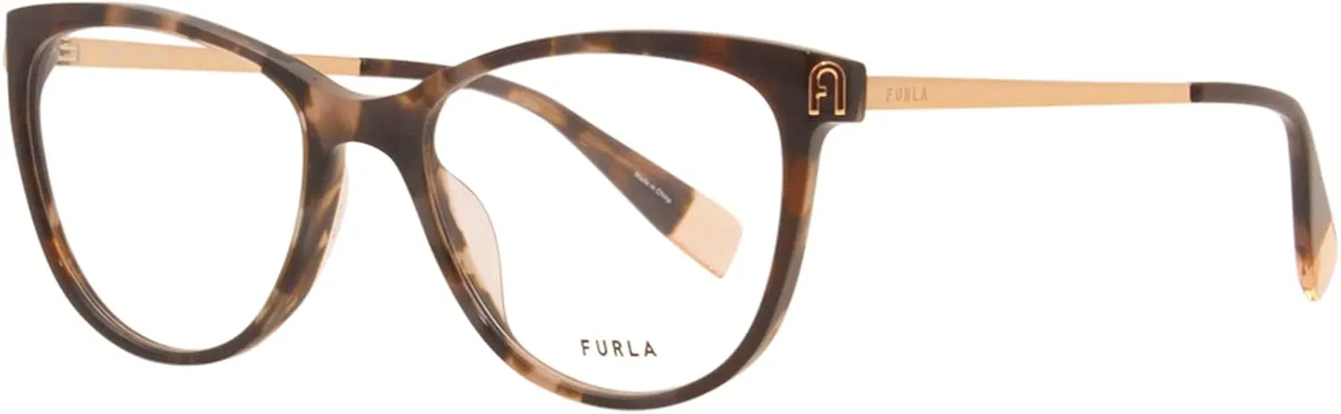 Furla VFU495 0AGK Eyeglasses Women's Tortoise Full Rim Cat-Eye Optical Frame, 53/18/140
