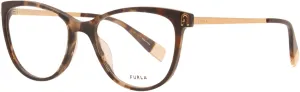 Furla VFU495 0AGK Eyeglasses Women's Tortoise Full Rim Cat-Eye Optical Frame, 53/18/140