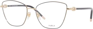 Furla VFU549 0301 Eyeglasses Frame Women's Black/Gold Full Rim Cat Eye 55mm