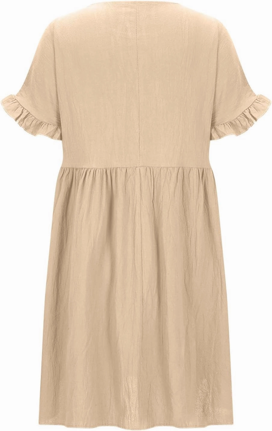FZYLQY Women's Casual Dress Ruched Short Linen A-line Dress Flowy Ruffle Short Sleeve Swing Sundress Beach Vacation Dresses