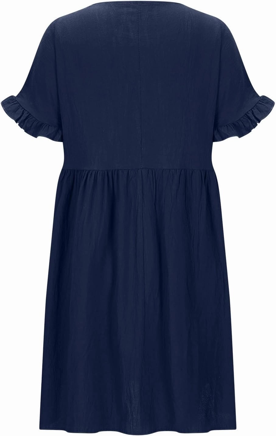 FZYLQY Women's Casual Dress Ruched Short Linen A-line Dress Flowy Ruffle Short Sleeve Swing Sundress Beach Vacation Dresses