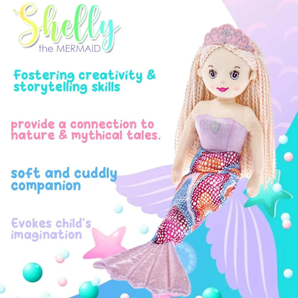 Ganz Girls Mermaid Doll Shelly With Pinkalicious and Aqua, The Mini-Mermaid Book W/Stickers & Gift Tag for Girls Who Love Adventures