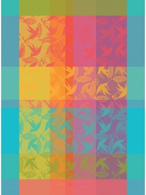 Garnier Thiebaut Mille Colibris Tor Antilles (One Thousand Hummingbirds) French Kitchen Towel 22"x30", Cotton, Jacquard