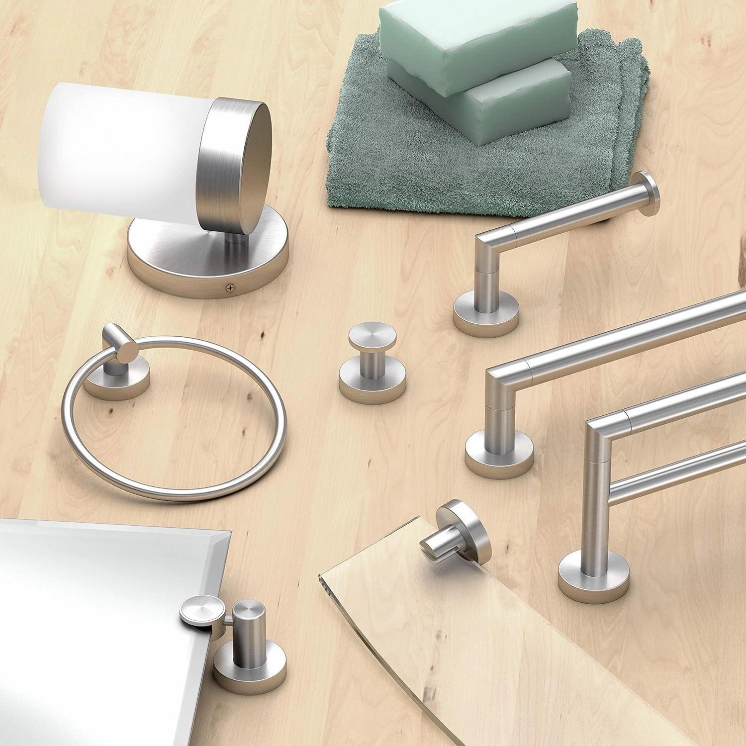 Gatco 4645A Glam Double Robe Hook, 3.10"W, Satin Nickel
