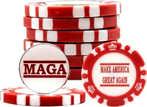 GBM GOLF BALL MANUFACTURERS Red Magnetic Poker Chips Trump - Make America Great Again