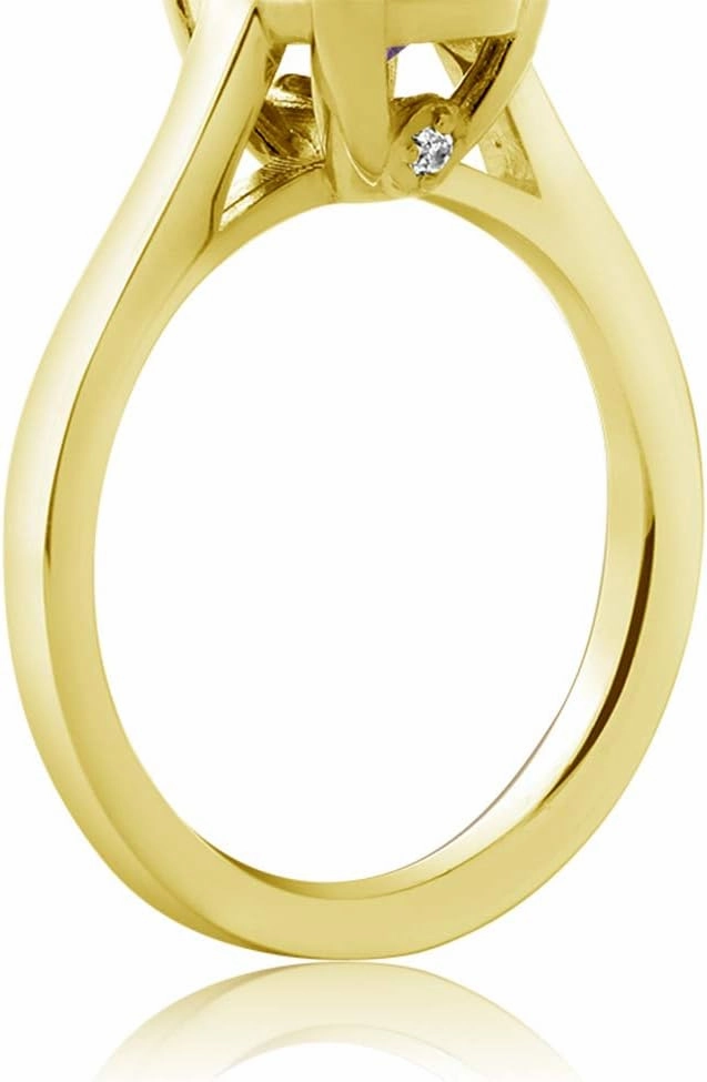 Gem Stone King 18K Yellow Gold Plated Silver Twilight Orange Mystic Quartz and White Created Sapphire Solitaire Ring For Women | 3.63 Cttw | Gemstone Birthstone | Available In Size 5, 6, 7, 8, 9
