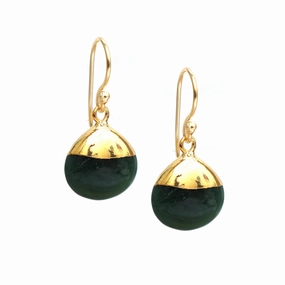 Gempires Green Jade Gemstone Earrings Lightweight Teardrop Handmade Jewelry Hypoallergenic Gold Plated Green Crystal Dangling Earrings For Women.