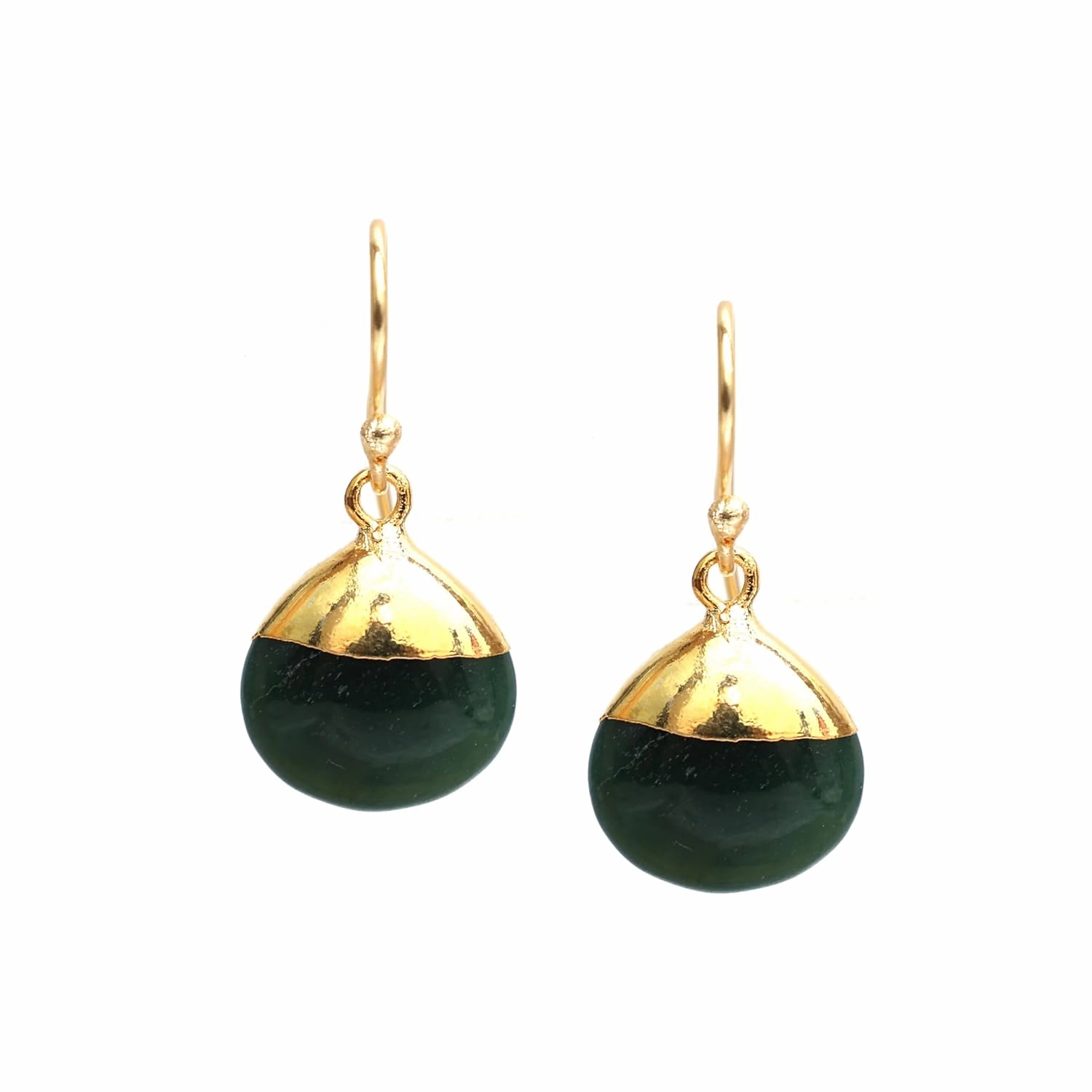 Gempires Green Jade Gemstone Earrings Lightweight Teardrop Handmade Jewelry Hypoallergenic Gold Plated Green Crystal Dangling Earrings For Women.
