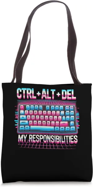 Gen X Humor Nostalgic Tech Lovers Reset Responsibilities Tote Bag