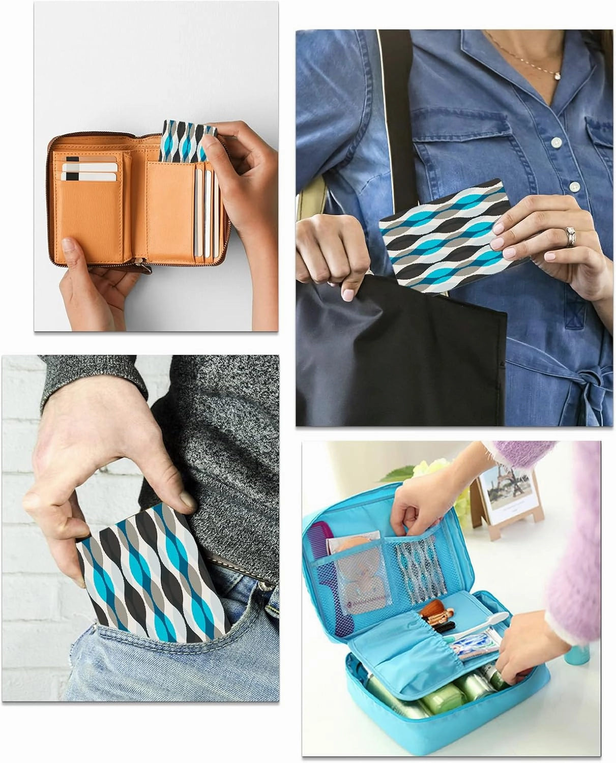 Geometric Abstract Art Water Ripple Small Compact Mirror for Purse, Geometric Abstract Art Water Ripple Travel Makeup Mirror for Women Men, Rectangular Handheld Compact Pocket Mirror 2 PCS