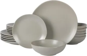 Gibson Home Bethel 18 Piece Plates and Bowls Ceramic Stoneware Organic Shape Dinnerware Set (Service for 6) - Matte Grey