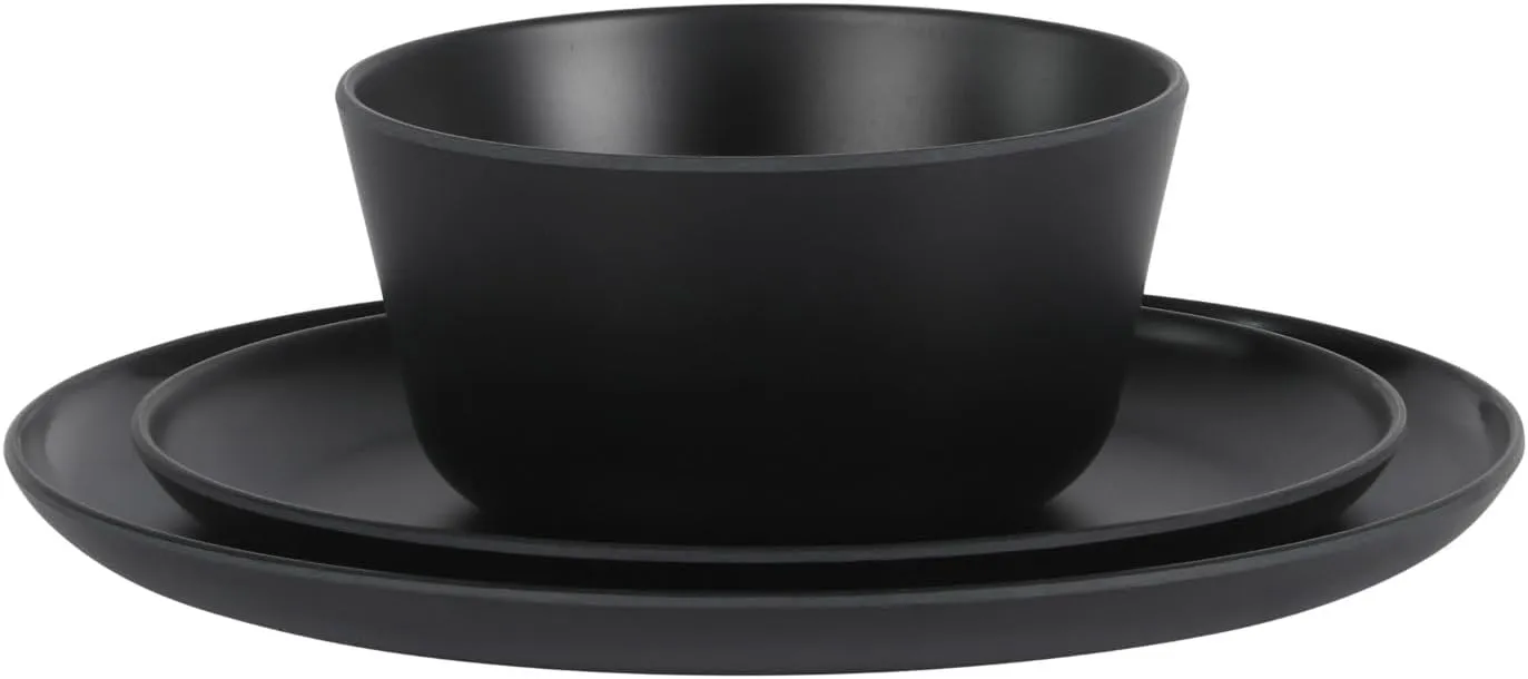 Gibson Home Fairhope 12 Piece Melamine Dinnerware Set - Matte Black