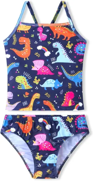 Girls Tankinis Two Pieces Swimsuits Hawaiian Beach Sport Bathing Suit Set for 2-12 Years Old Kids
