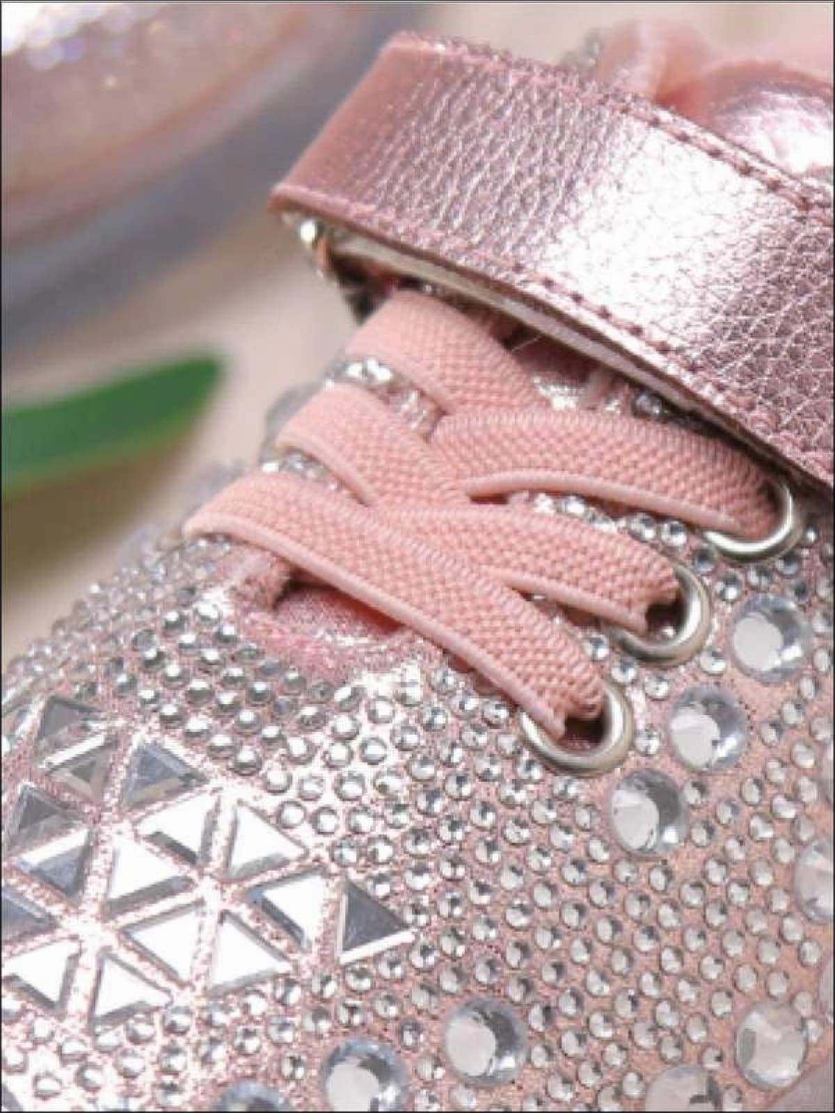 Girls Shimmer Rhinestone Embellished Sneakers By Liv and Mia