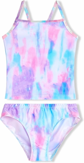 Girls Tankinis Two Pieces Swimsuits Hawaiian Beach Sport Bathing Suit Set for 2-12 Years Old Kids