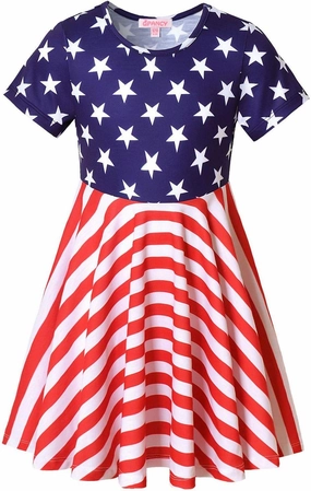 Girls Unicorn Dresses Summer Swing Short Sleeve Casual Clothes for Little Kids