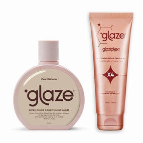 Glaze Pearl Blonde Super Color Conditioning Gloss 6.4fl.oz & GlaziPlex Super Bond Repair Hair Treatment, 120ml. 4-in-1 Deep Conditioning Hair Mask